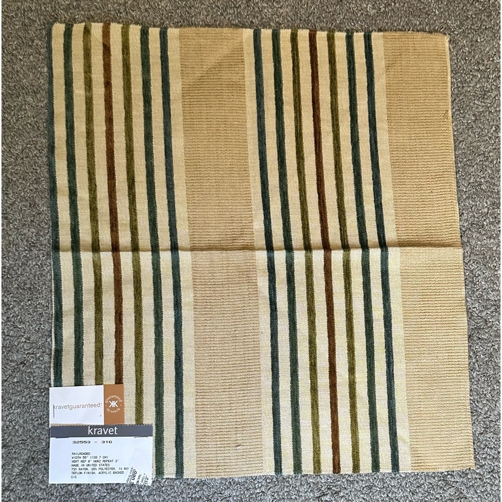 Kravet Fabric Sample Remnant Stripe Chenille Railroaded Textured 32553-316